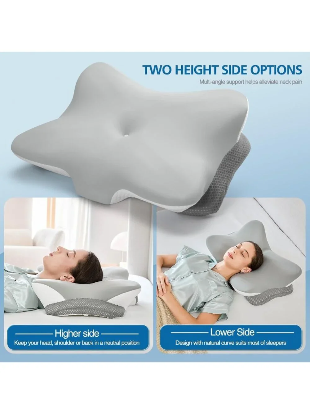 〽️Memory Foam Cervical Pillow Contour Orthopedic Neck Pain Relief Support Pillow